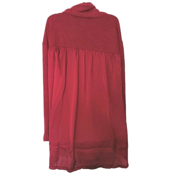 DG2 by Diane Gilman Sweater Knit Tunic Satin Size Large Turtle Neck Red New - Picture 2 of 8